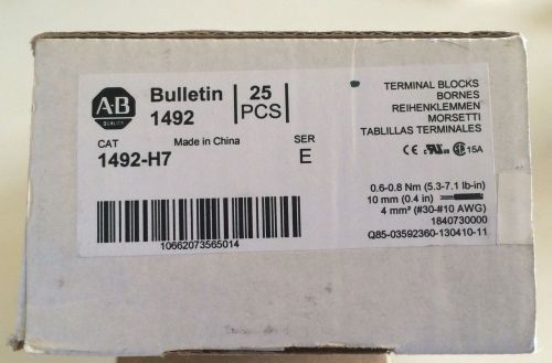 Allen Bradley 1492-H7  Series E, Terminal Block, New Box of 25