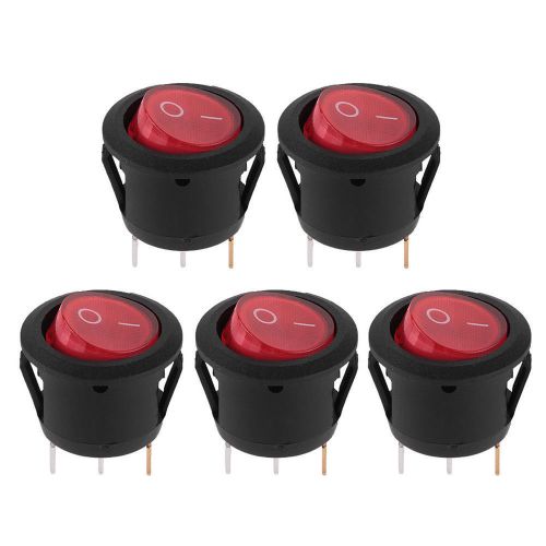 Red  Durable 5 X On-Off Button 3 Pin Round Rocker Switch For Car Diy