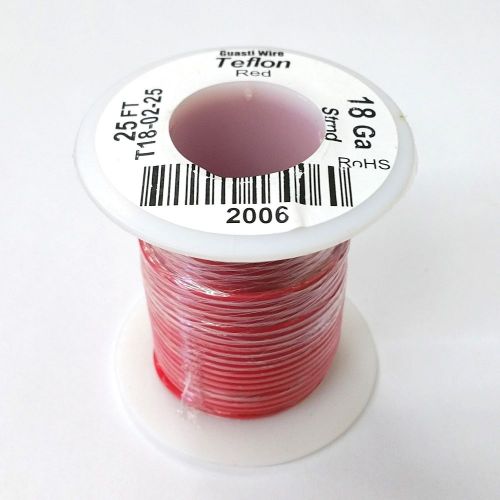 New 18awg red teflon insulated stranded 600 volt hook-up wire 25 foot roll for sale