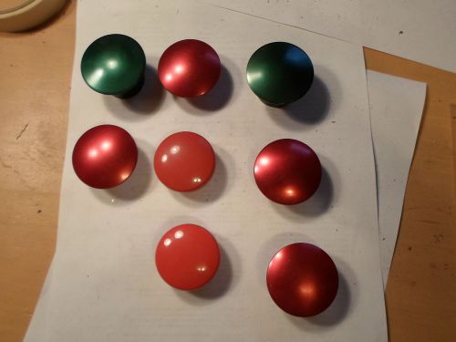 Lot of 8: push button mushroom heads jumbo, with set screws red and green for sale