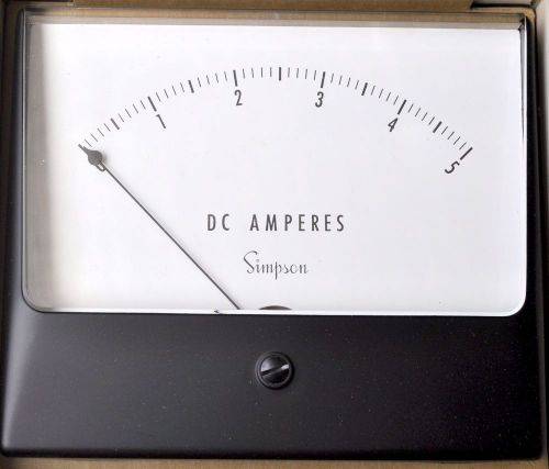 Simpson Wide-Vue Panel Meter Model 1329C DC Ammeter 0-5 Amps 4-1/2&#034;