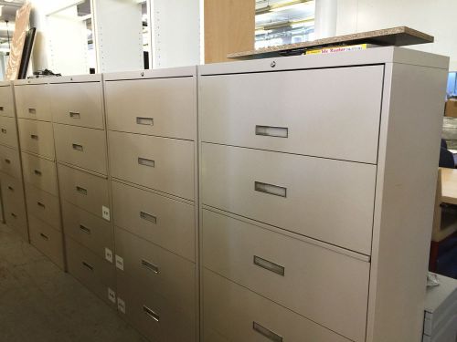 LOT OF 5 5DRAWER LATERAL SIZE FILE CABINETS by BORROUGHS in BEIGE w/LOCK&amp;KEY
