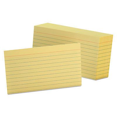 Ruled Index Cards, 3 x 5, Canary, 100/Pack 7321-CAN