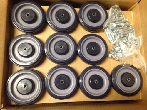 New 5 x 1/4 shopping cart caster wheel poly axle hardware included &amp; free ship for sale
