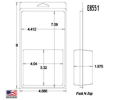 E8551: 250- 8&#034;H x 4.7&#034;W x 1.9&#034;D Clamshell Packaging Clear Plastic Blister Pack