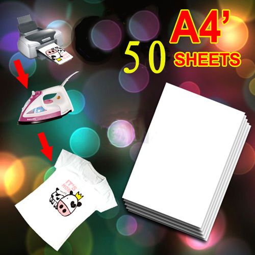 50XA4 T Shirt INKJET HEAT Iron on Transfer Paper 8.5x11 For Light Color Fabrics