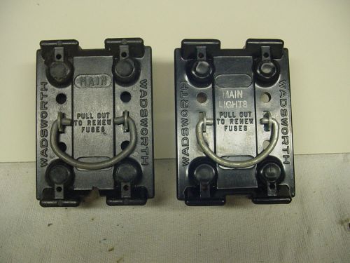Wadsworth electric fuse pullout fuse holder  60 amp 30 amp buss fuses pair for sale