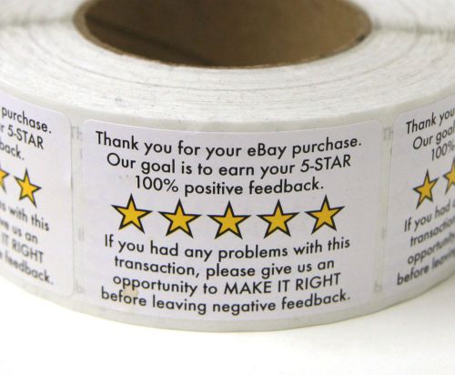 900+ Thank you 5 stars for your eBay purchase / FB sticker label 3 x 2 Tape