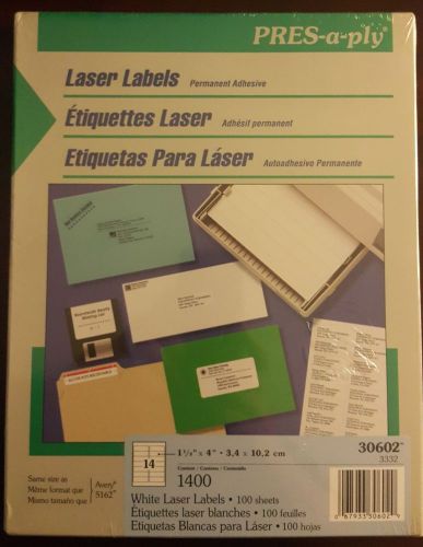 Press-a-Ply 30602 LASER LABELS Adhesive 1.5&#034;x4&#034; 1400/pack Permanent Adhesive
