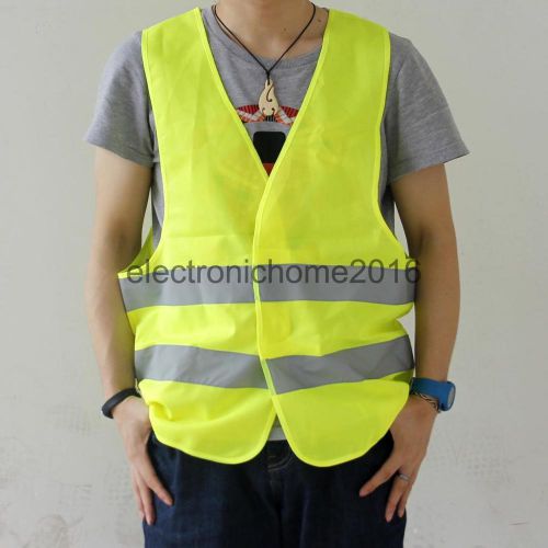 MagiDeal Safety Waistcoat Vest Grey Reflective Strips Yellow Fluorescent