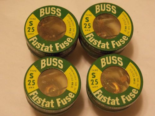Buss Fustat Type S 25 Amp Time Delay Dual Element Fuses Box of 4