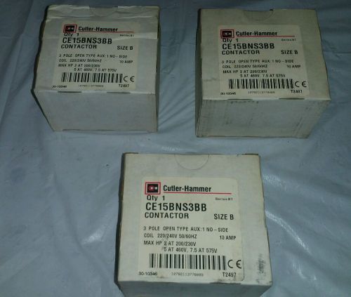 **lot of 3** brand new in box**cutler hammer contactor ce15bns3bb for sale