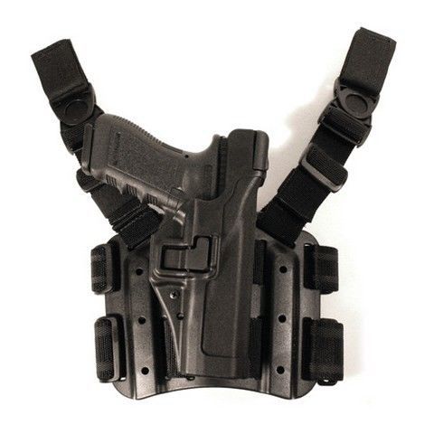 Blackhawk 430600bk-r serpa level 3 tactical holster black rh fits glock 17 for sale