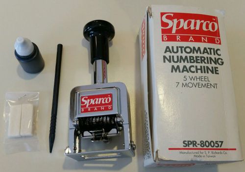 Sparco 80057 Self-Inking 5 Wheels Automatic Numbering Machine, Chrome/Black Box