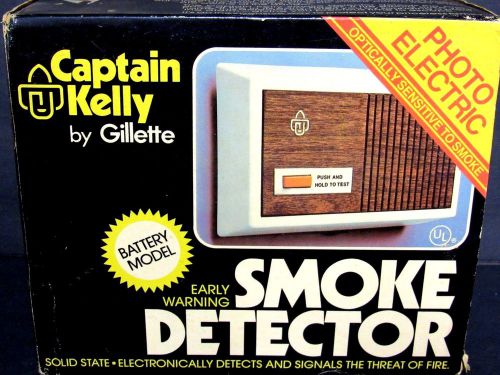2 Vintage Smoke Detector Gillette Captain Kelly Solid State Electronic Fire