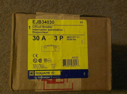 Square d ejb34030 circuit breaker 30a 3p 480y/277v 50/60hz **factory sealed** for sale