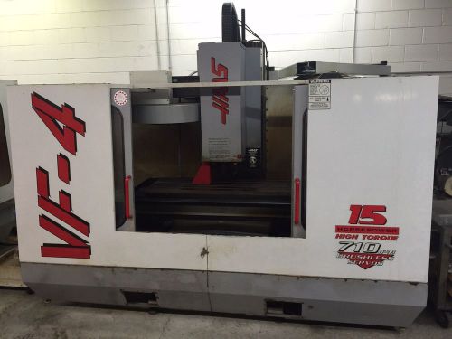 Haas vf-4 vertical machining center, 1997 w/ 4th axis card, cat 40, rigid tap for sale