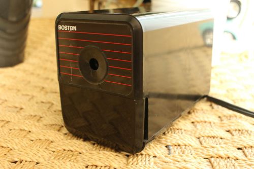 Boston Electric Pencil Sharpener 296A Black with Red Stripes.