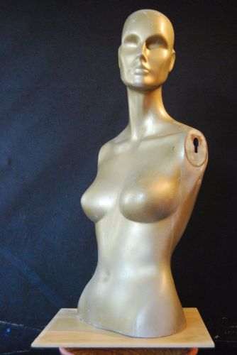 Vintage Retro Gold-toned Display Mannequin - Female Torso