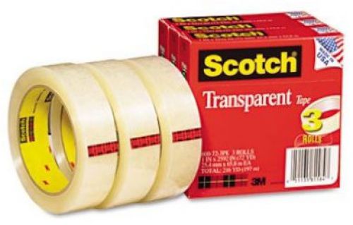 Scotch Transparent Tape, 1 X 2592 Inches, 3 Rolls, Boxed (600-72-3PK)