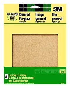10 Pack Of 3M 9005NA 9-Inch by 11-Inch Aluminum Oxide Sandpaper, Assorted