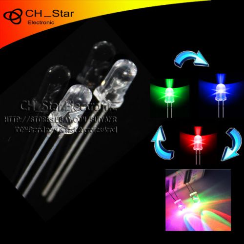 100pcs Water Clear Fast Flash 5mm RGB 2 pin Automatically flashing LED Diodes