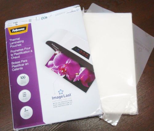 95 fellowes thermal laminating pouches, letter size, 3 mil, crc52005 for sale