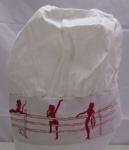 Vintage Chef Hat Western Rodeo Ladies Chef&#039;s Cook Cloth Red &amp; White Ranch Cap