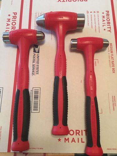 New snap on red 3pc. 16, 24, and  32 oz. dead blow hammer set for sale