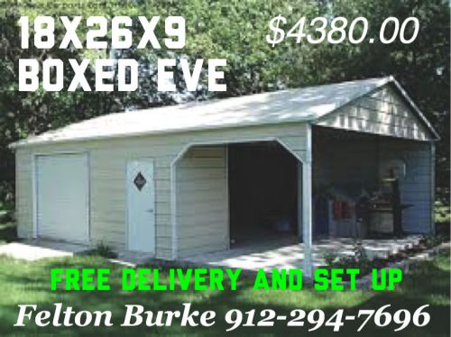 METAL BUILDING 18X26X9 12 GAUGE CERTIFIED FREE DELIVERY AND SET UP BOXED EVE