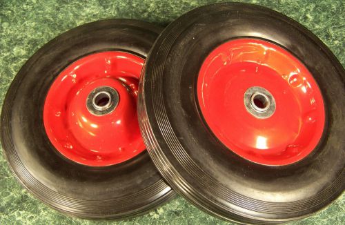 2pc 10&#034; inch solid rubber dolly wheels new tire rim wheel hard heavy duty cart for sale