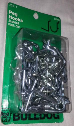 Bull dog j-angle 50 all metal peg hooks for 1/8 &amp; 1/4 inch pegboard new 23111 pn for sale