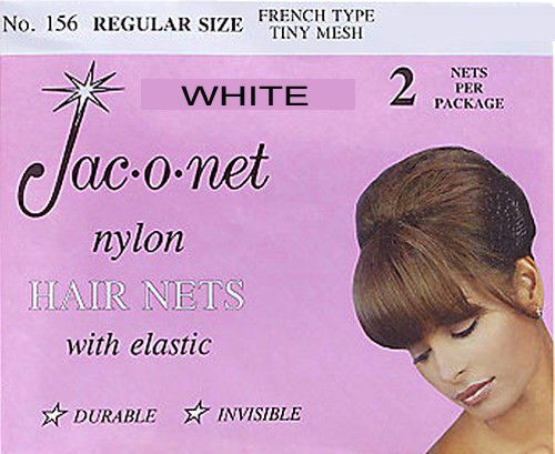 Jac-o-net  #156  french style  invisible hair net  w/elastic (2) pcs.   white for sale