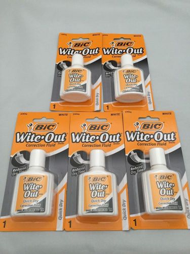(5) BIC Cover it Correction Fluid Wite Out NEW - Free Shipping!!
