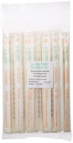 Celltreat 229210B Serological Pipet 10mL Capacity Sterile Individually Wrappe...