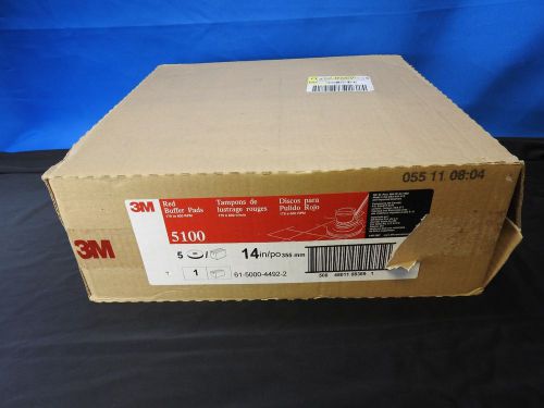 BOX of 5 3M Red 5100 Buffer Pads 14&#034; 175-600RPM