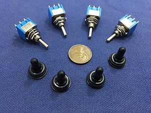 caryshop 4x Waterproof Blue on Off on Momentary Mini Toggle Switch 1/4 3a 250v