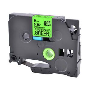1PK Compatible Brother P-Touch TZ TZe-D21 Black on Fluo Green Label Tape 9mm