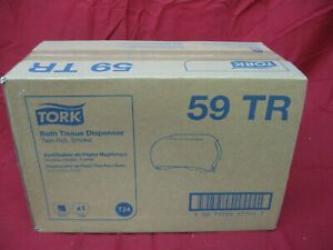 New in Box Tork 59TR Tork Twin Bath Tissue Roll Dispenser - Smoke