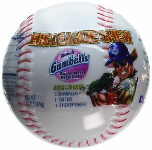 Big League Chew® Bubble Gumballs Baseball with Tatto &amp; Sticker Sheet - 12 Ct....