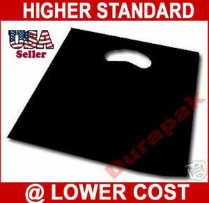 9X12&#034; 1000 pcs Black/Clear Die Cut Handle LDPE Retail Shopping Bags Shopper Bag