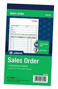 Sales Order Book, 2-Part, Carbonless, White/Canary, 4-3/6 x 7-3/6 Inches, 50 1