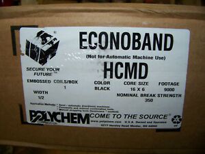 Polychem Econoband 1/2&#034; Strapping Core 16x6 350 Break Black HCMD 9000 Ft.