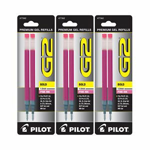 Pilot G2 Gel Ink Pen Refills, Bold Point, 1.0mm, Pink Ink, 6 Refills
