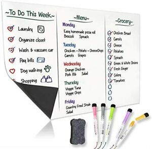 YBINYNA Magnetic Dry Erase Whiteboard Sheet for Refrigerator 17x12 Inches with 1