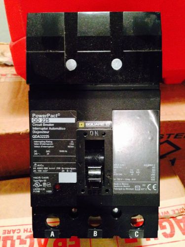 Square d qda32225 3 pole 225 amp power pact circuit breaker for sale