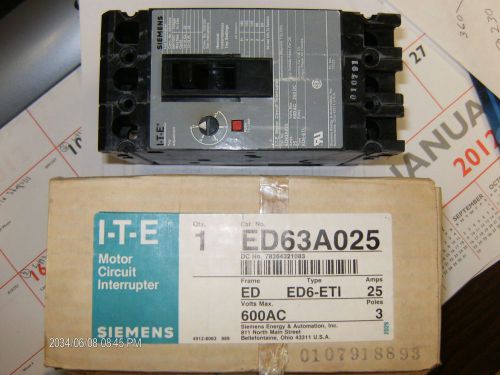 Siemens ite breaker 3 pole 25amp #ed63a025 (new) for sale