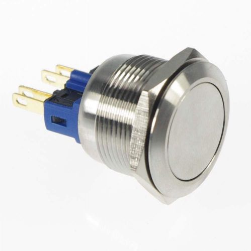 1PCS 22mm OD Stainless Steel Push Button Switch /Flat Round/Pin Terminals