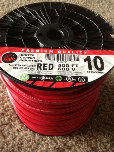 #10 RED WIRE STRANDED WIRE THHN 500 &#039;ROLL Copper