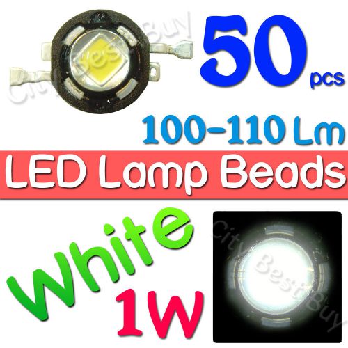 50 x 1W Watt High Power Bright Natural White Led Lamp Beads 100~110 Lm